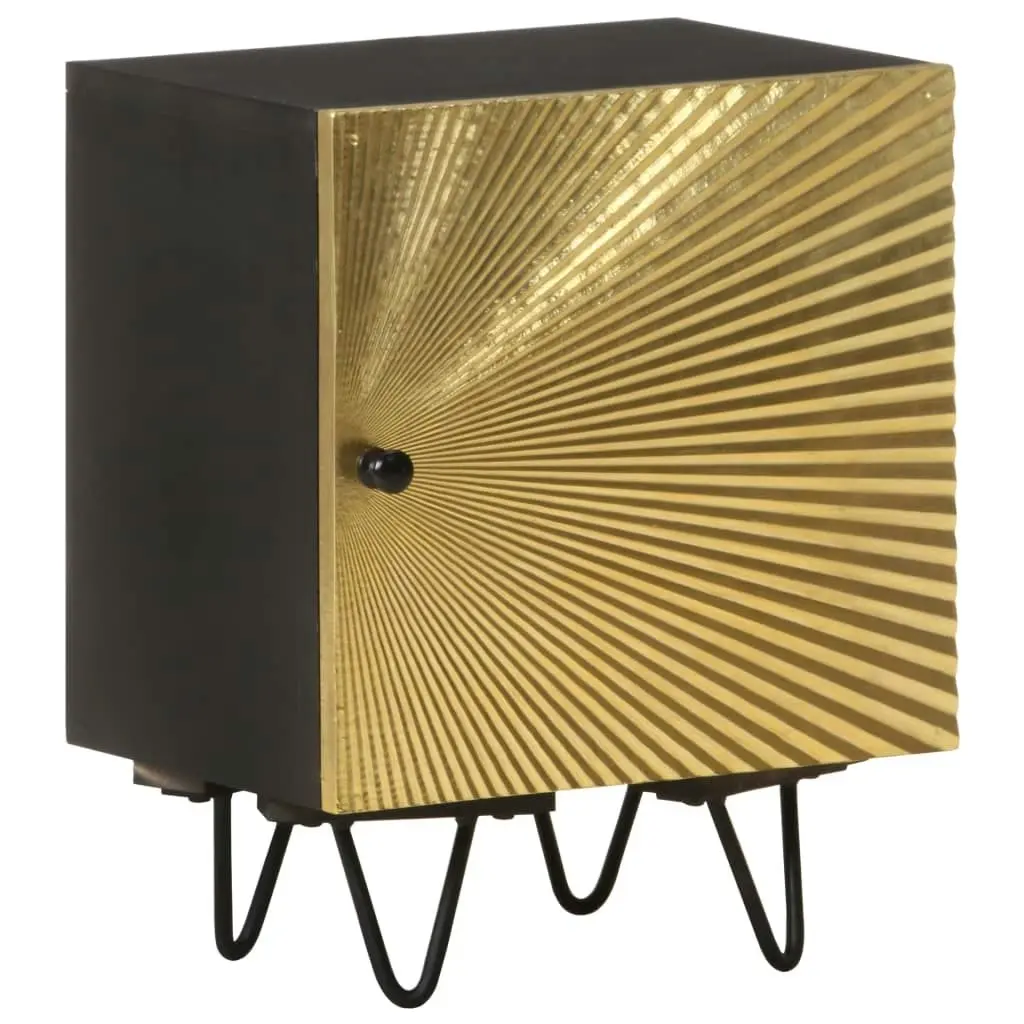 Bedside Cabinet with Brass Front 40x30x50 cm Solid Mango Wood 322680