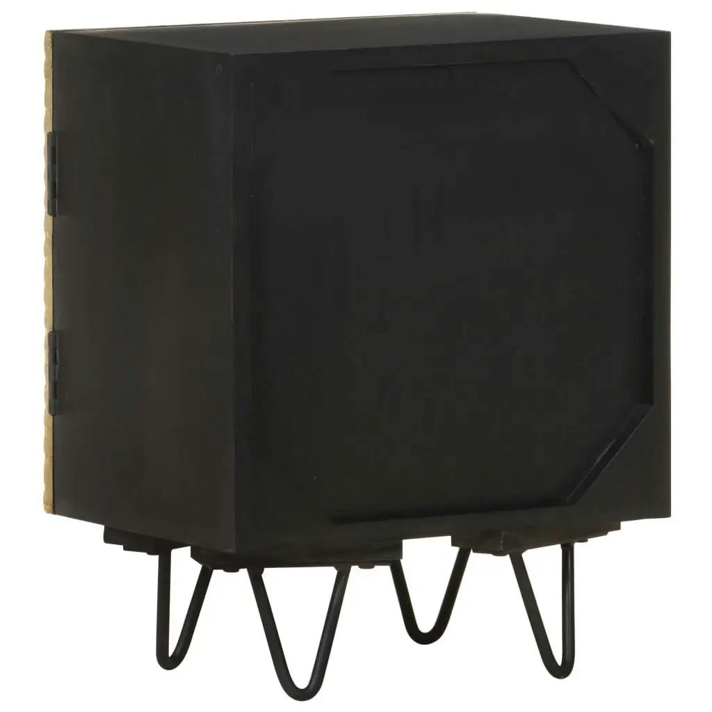 Bedside Cabinet with Brass Front 40x30x50 cm Solid Mango Wood 322680