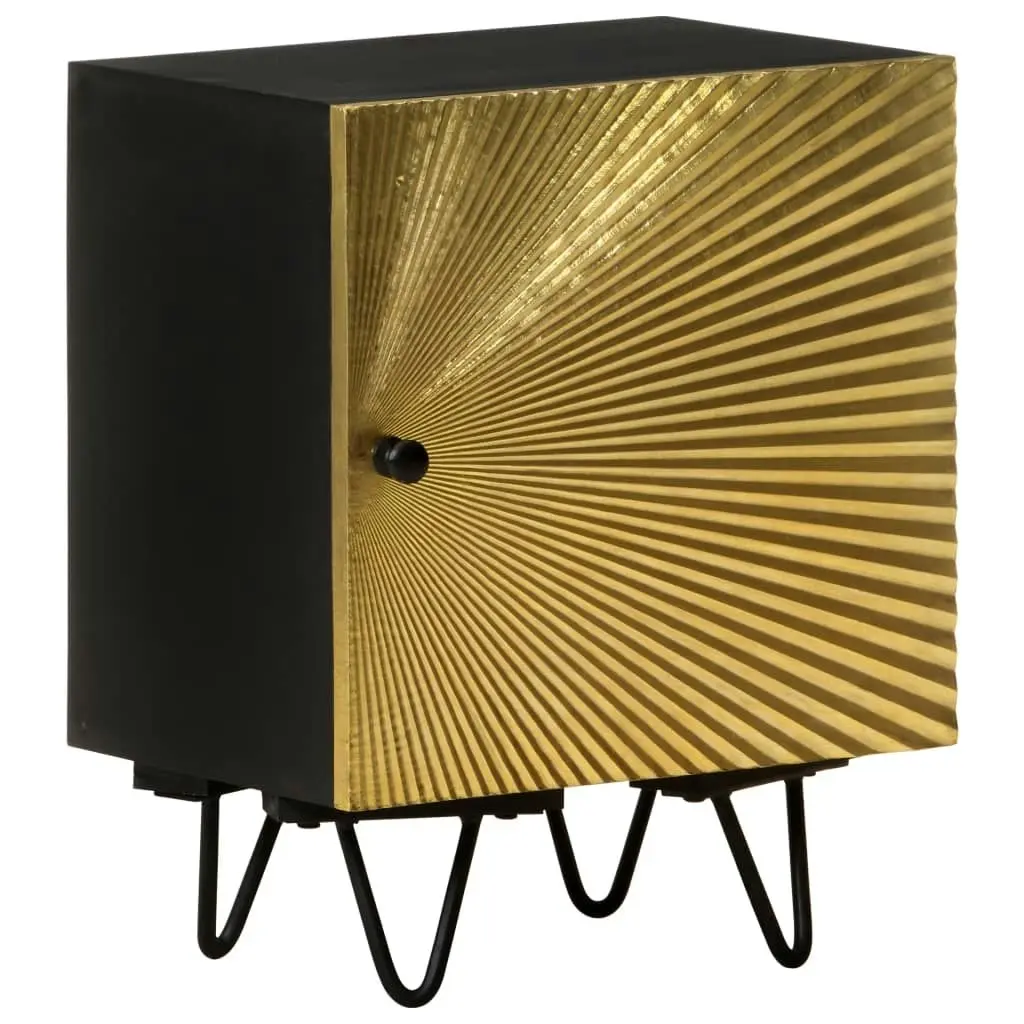 Bedside Cabinet with Brass Front 40x30x50 cm Solid Mango Wood 322680