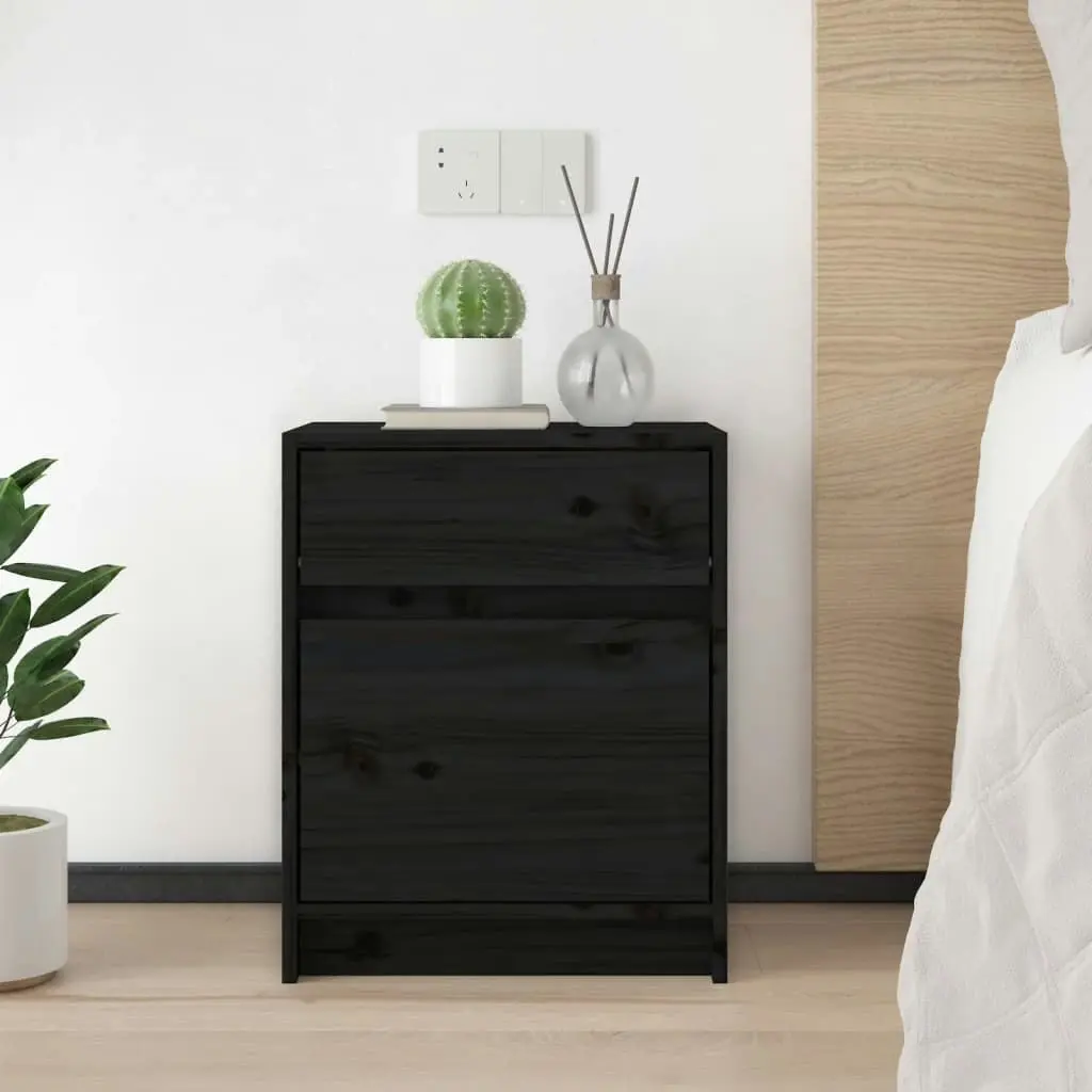 Bedside Cabinets 2 pcs Black 40x31x50 cm Solid Pinewood 808132