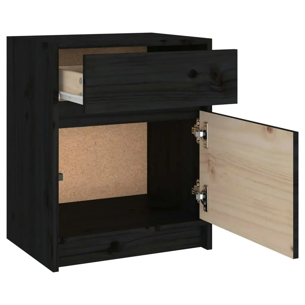 Bedside Cabinets 2 pcs Black 40x31x50 cm Solid Pinewood 808132