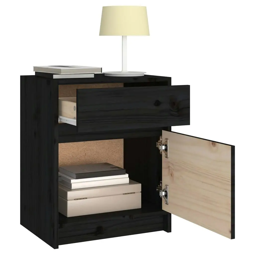 Bedside Cabinets 2 pcs Black 40x31x50 cm Solid Pinewood 808132