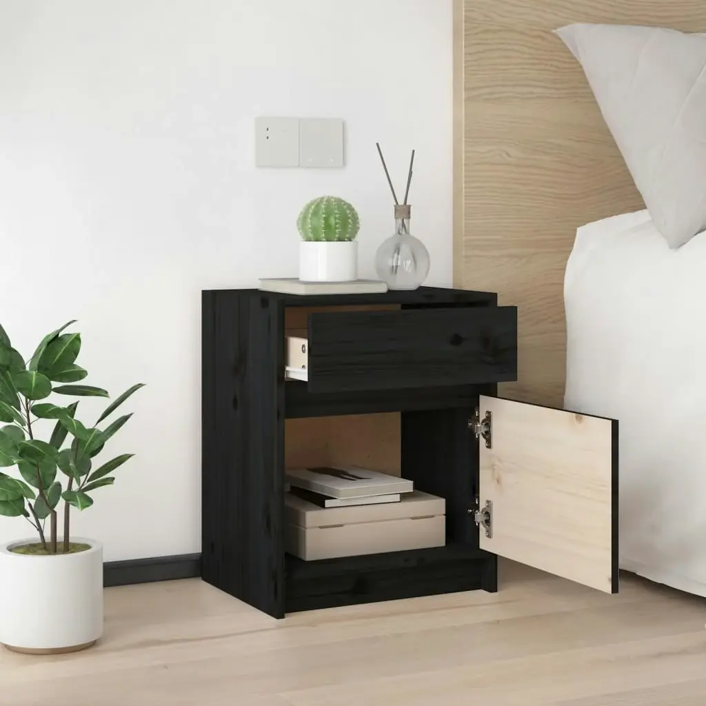 Bedside Cabinets 2 pcs Black 40x31x50 cm Solid Pinewood 808132