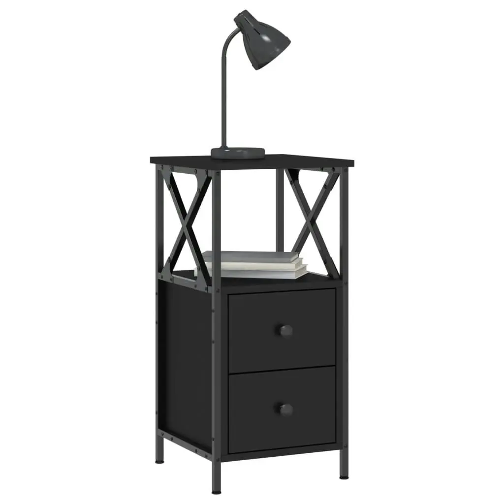 Bedside Cabinets 2 pcs Black 34x35.5x70 cm Engineered Wood 825944