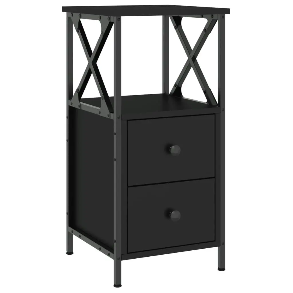 Bedside Cabinets 2 pcs Black 34x35.5x70 cm Engineered Wood 825944