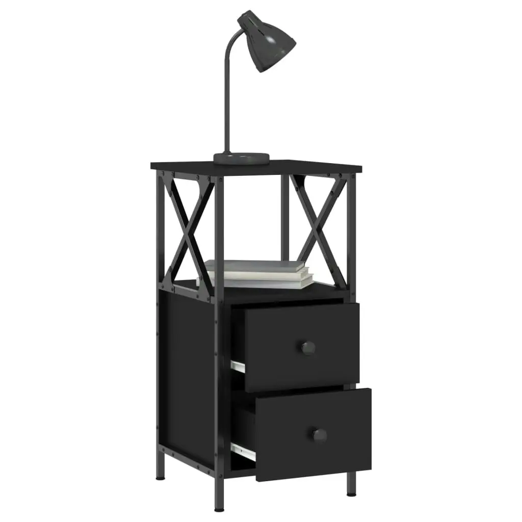 Bedside Cabinets 2 pcs Black 34x35.5x70 cm Engineered Wood 825944