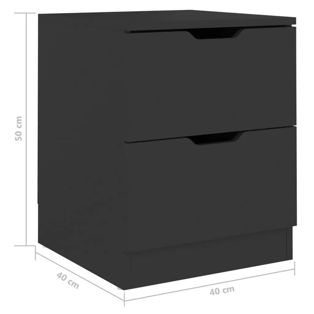 Bedside Cabinets 2 pcs Black 40x40x50 cm Engineered Wood 326726