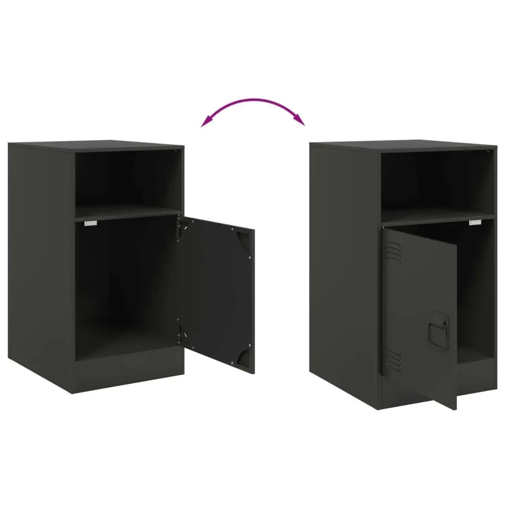 Bedside Cabinets 2 pcs Black 34.5x39x62 cm Steel 841764