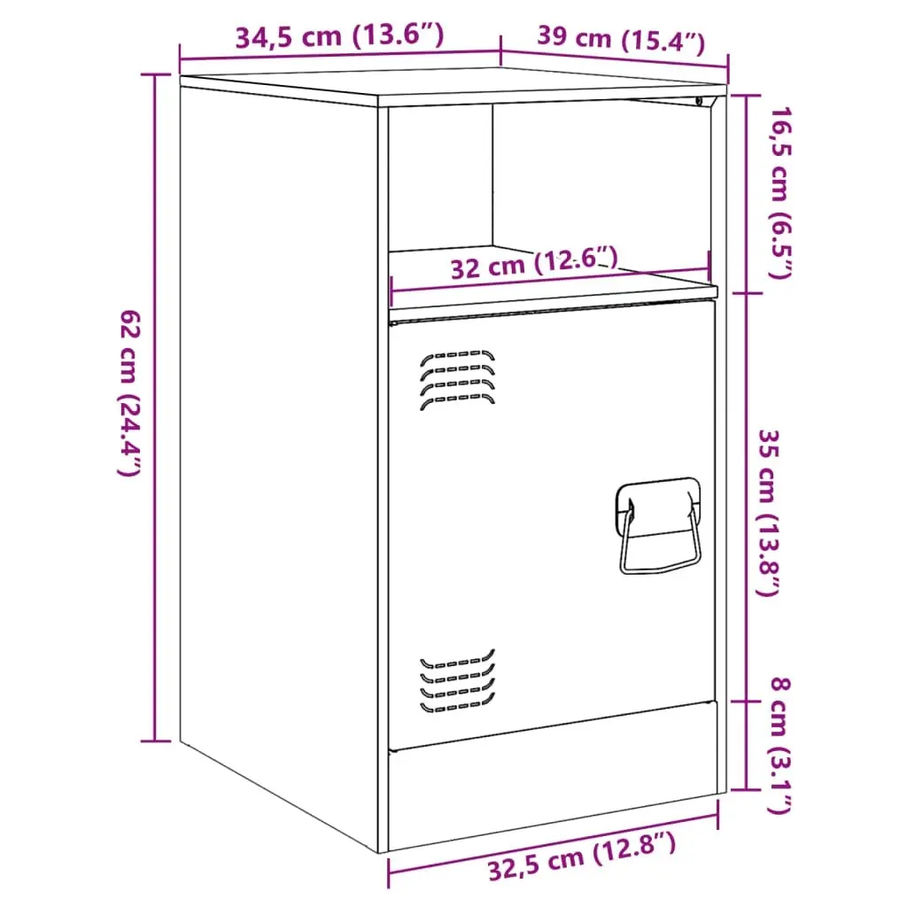 Bedside Cabinets 2 pcs Black 34.5x39x62 cm Steel 841764