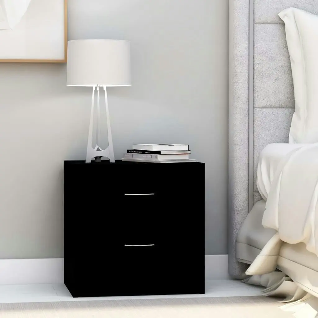 Bedside Cabinets 2 pcs Black 40x30x40 cm Engineered Wood 801038