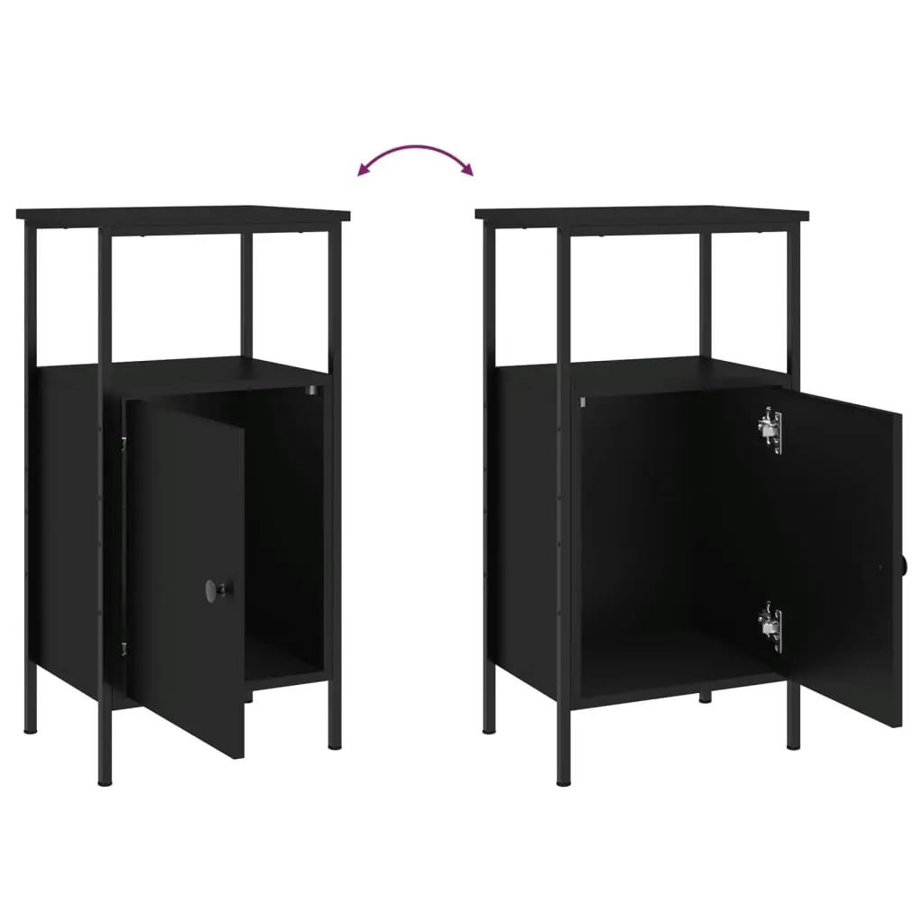 Bedside Cabinets 2 pcs Black 41x31x80 cm Engineered Wood 825924