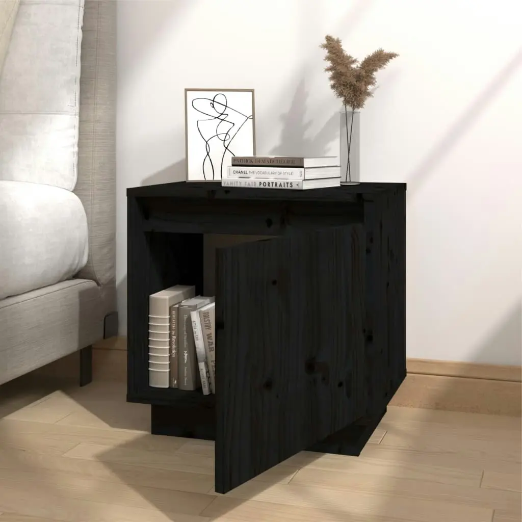 Bedside Cabinets 2 pcs Black 40x30x40 cm Solid Wood Pine 813314