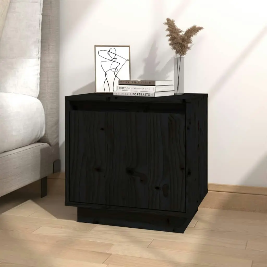 Bedside Cabinets 2 pcs Black 40x30x40 cm Solid Wood Pine 813314