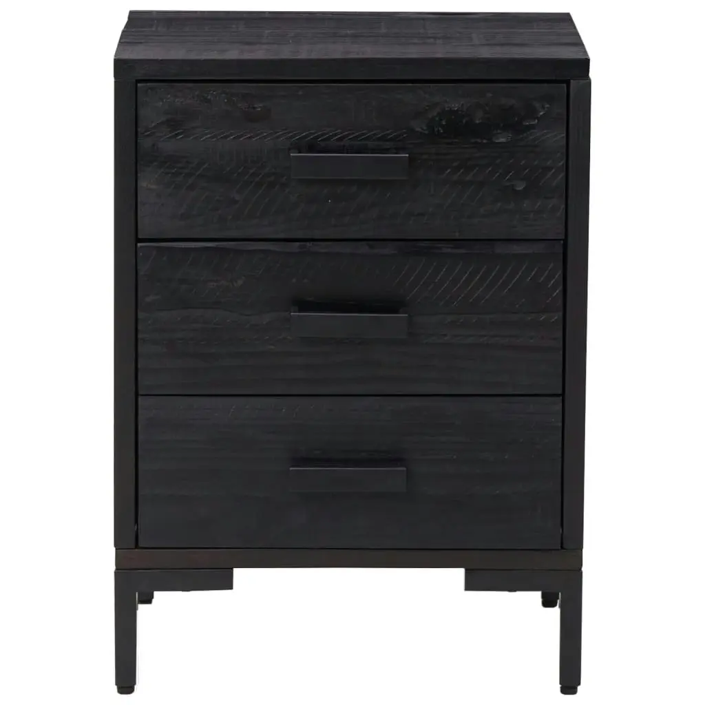 Bedside Cabinets 2 pcs Black 40x30x55 cm Solid Wood Pine 3120341