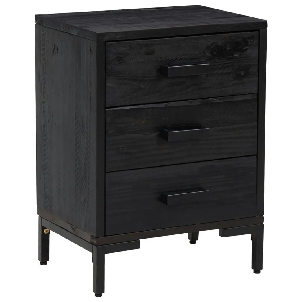 Bedside Cabinets 2 pcs Black 40x30x55 cm Solid Wood Pine 3120341