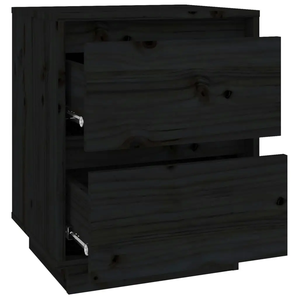 Bedside Cabinets 2 pcs Black 40x35x50 cm Solid Wood Pine 813324