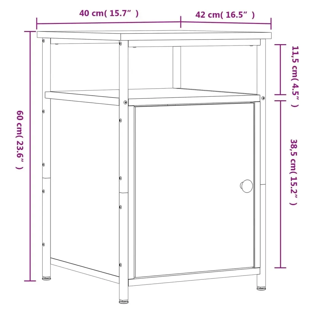 Bedside Cabinets 2 pcs Black 40x42x60 cm Engineered Wood 826034