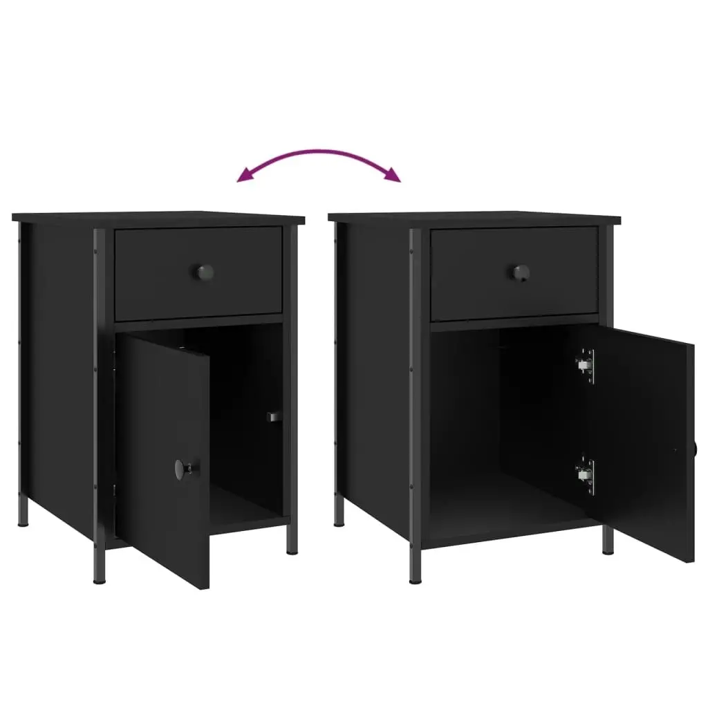 Bedside Cabinets 2 pcs Black 40x42x60 cm Engineered Wood 825904