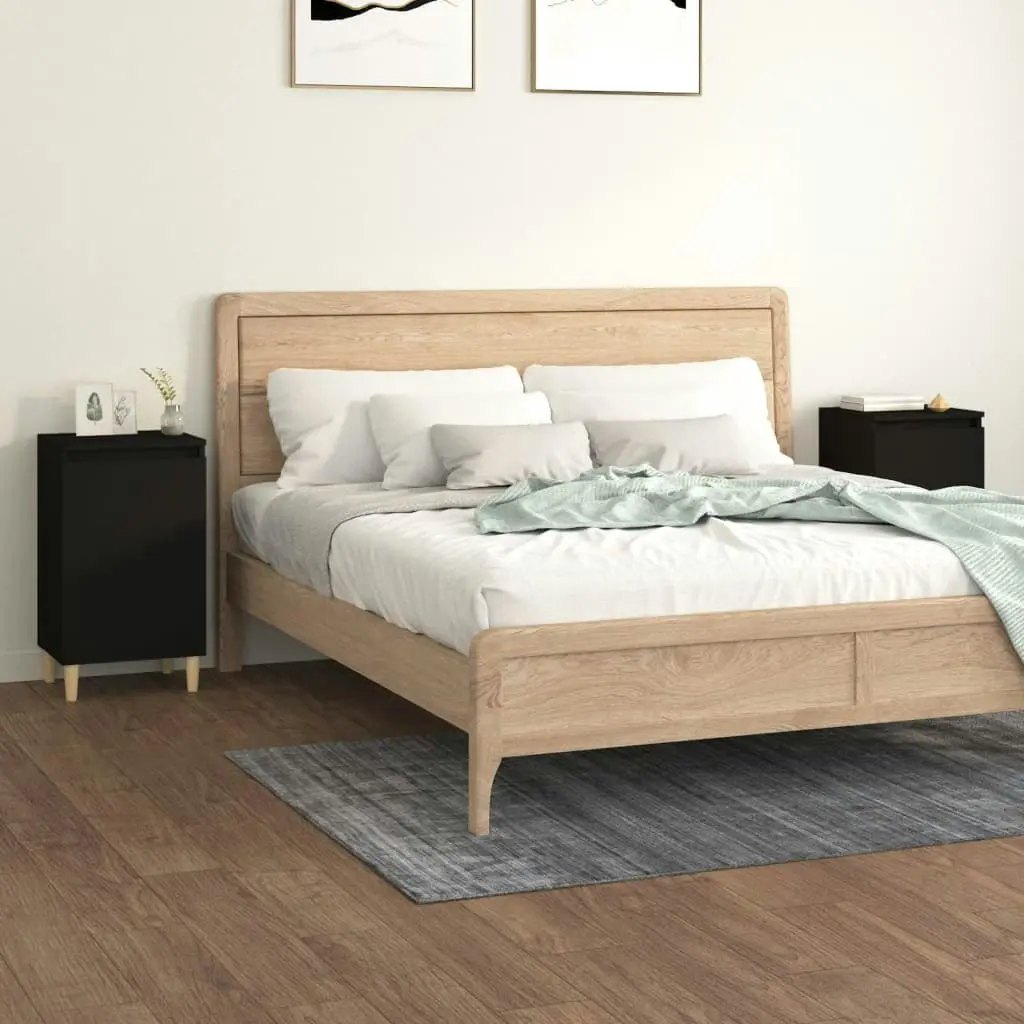 Bedside Cabinets 2 pcs Black 40x35x70 cm Engineered Wood 819631