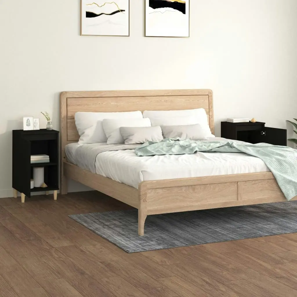 Bedside Cabinets 2 pcs Black 40x35x70 cm Engineered Wood 819631