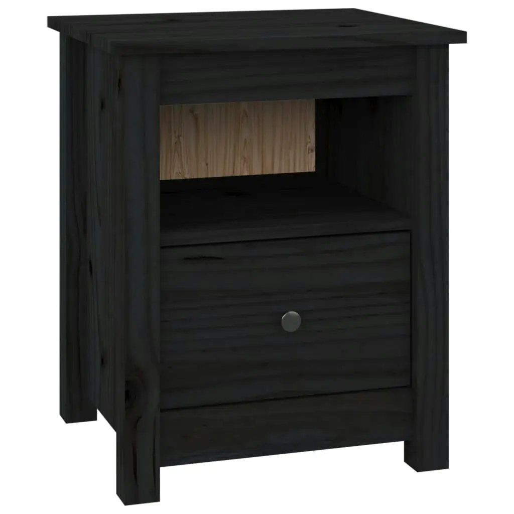 Bedside Cabinets 2 pcs Black 40x35x49 cm Solid Wood Pine 813718