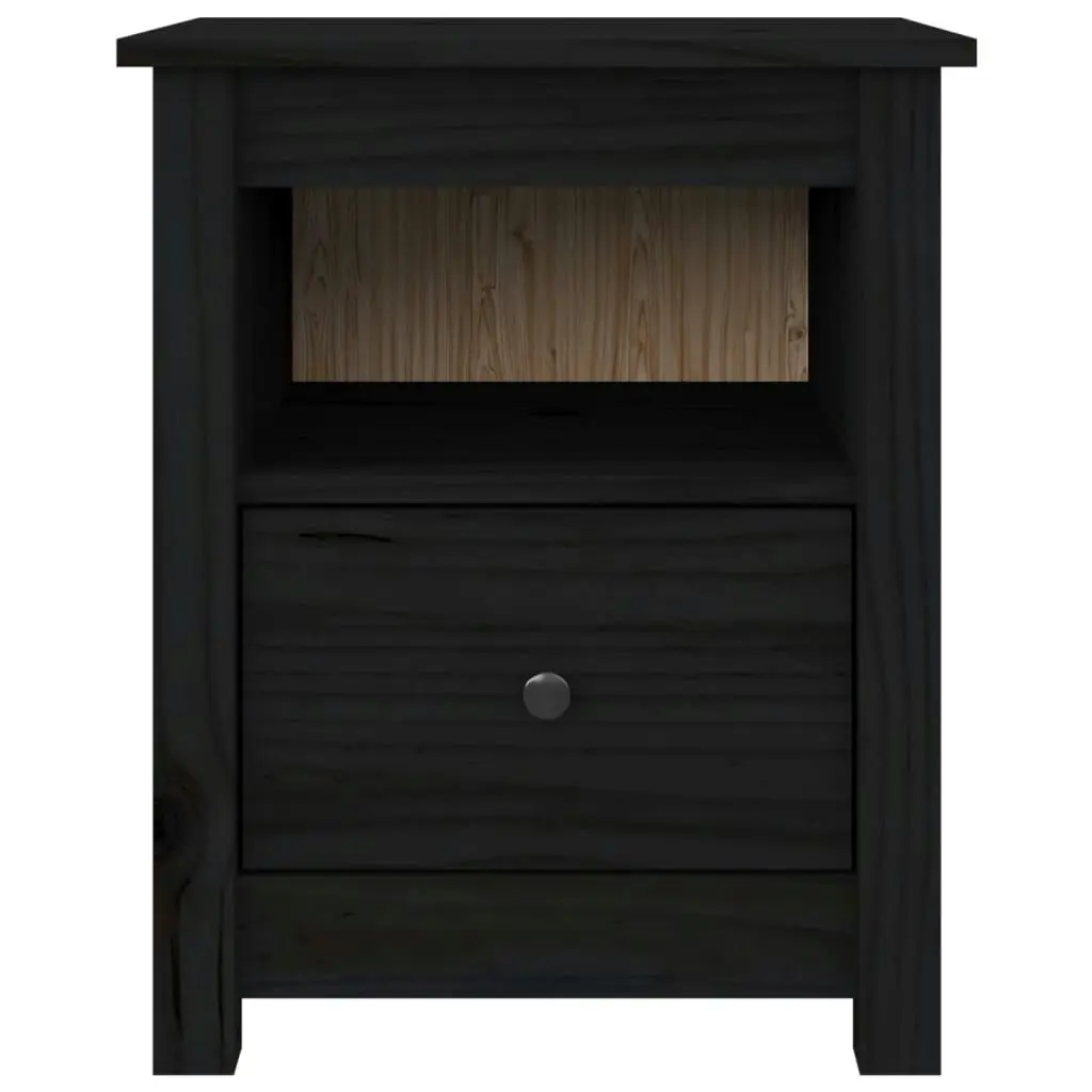 Bedside Cabinets 2 pcs Black 40x35x49 cm Solid Wood Pine 813718