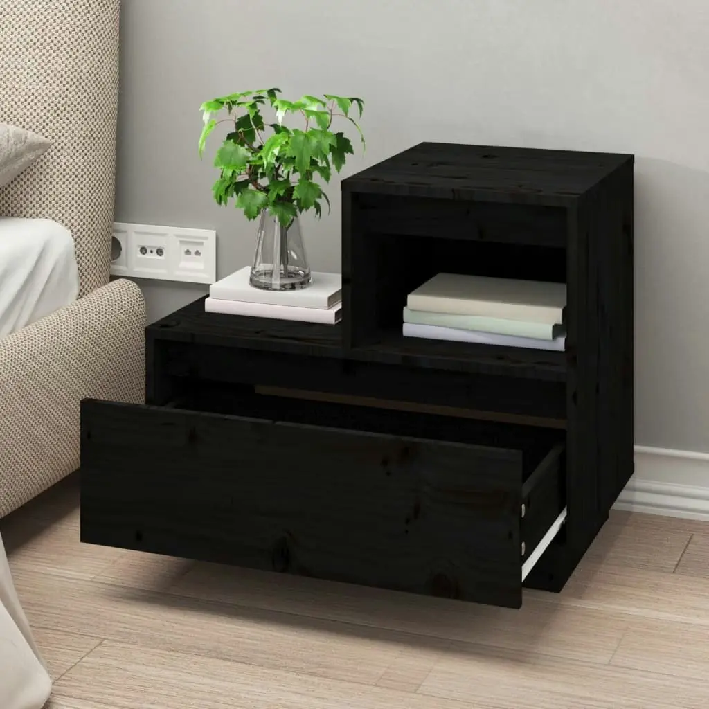 Bedside Cabinets 2 pcs Black 60x34x51 cm Solid Wood Pine 814383