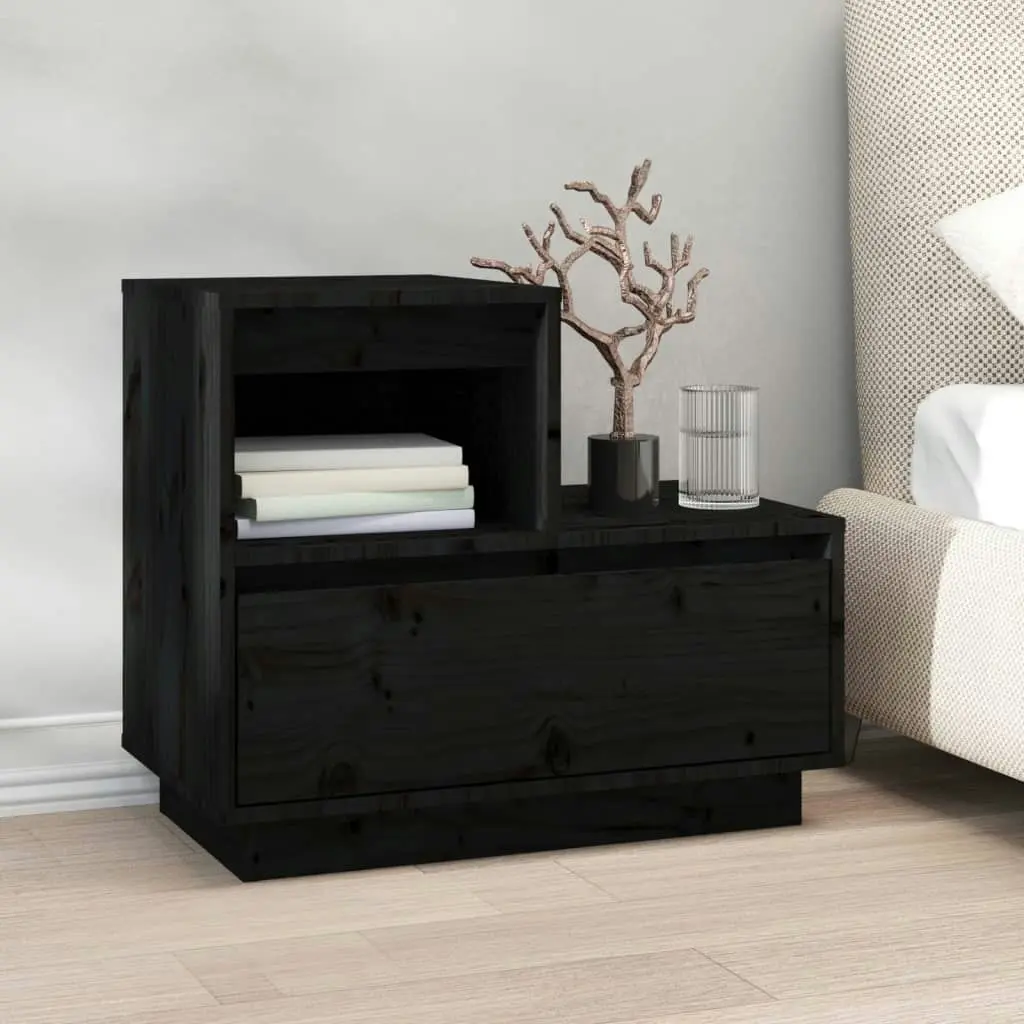 Bedside Cabinets 2 pcs Black 60x34x51 cm Solid Wood Pine 814383