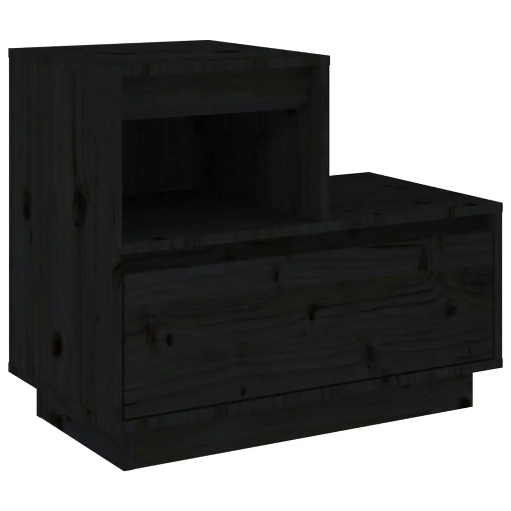 Bedside Cabinets 2 pcs Black 60x34x51 cm Solid Wood Pine 814383