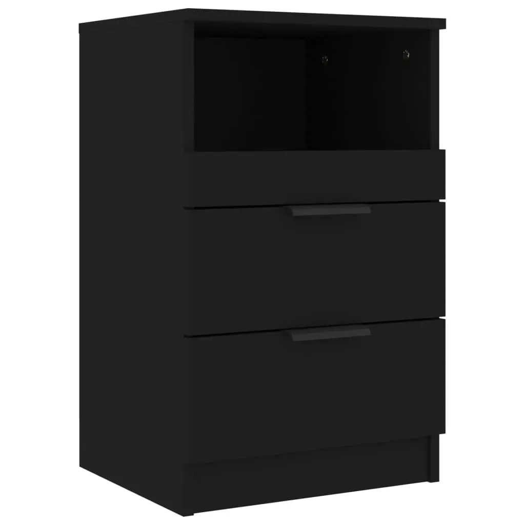 Bedside Cabinets 2 pcs Black Engineered Wood 811235