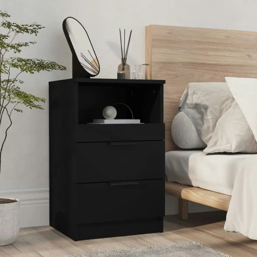 Bedside Cabinets 2 pcs Black Engineered Wood 811235