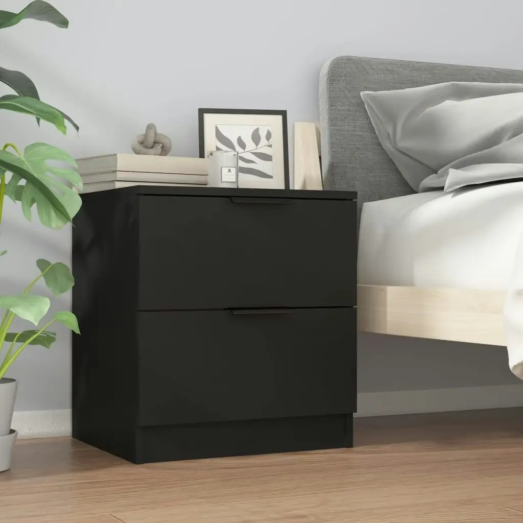 Bedside Cabinets 2 pcs Black Engineered Wood 811217