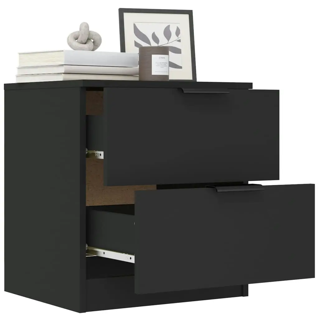 Bedside Cabinets 2 pcs Black Engineered Wood 811217