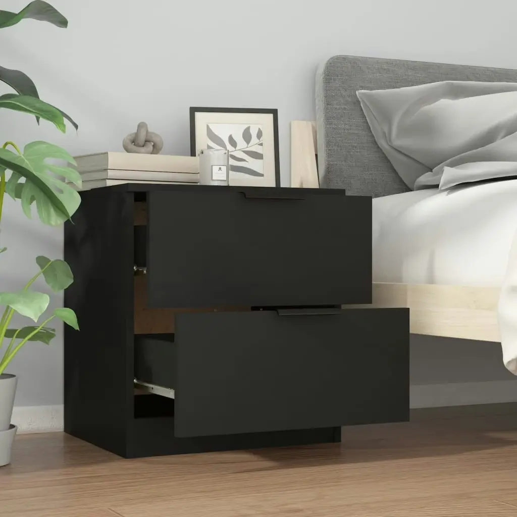 Bedside Cabinets 2 pcs Black Engineered Wood 811217