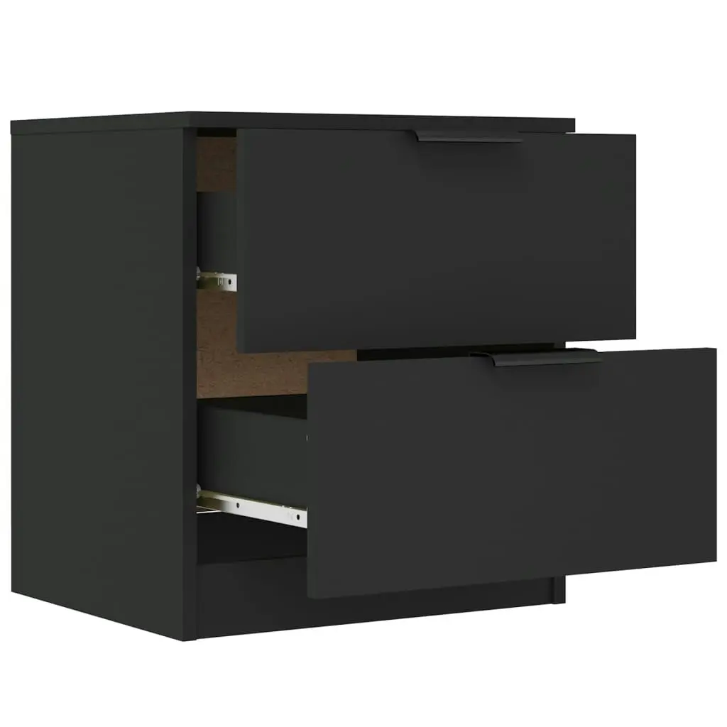 Bedside Cabinets 2 pcs Black Engineered Wood 811217