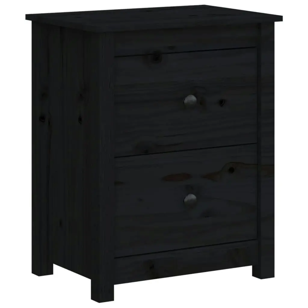 Bedside Cabinets 2 pcs Black 50x35x61.5 cm Solid Wood Pine 813688