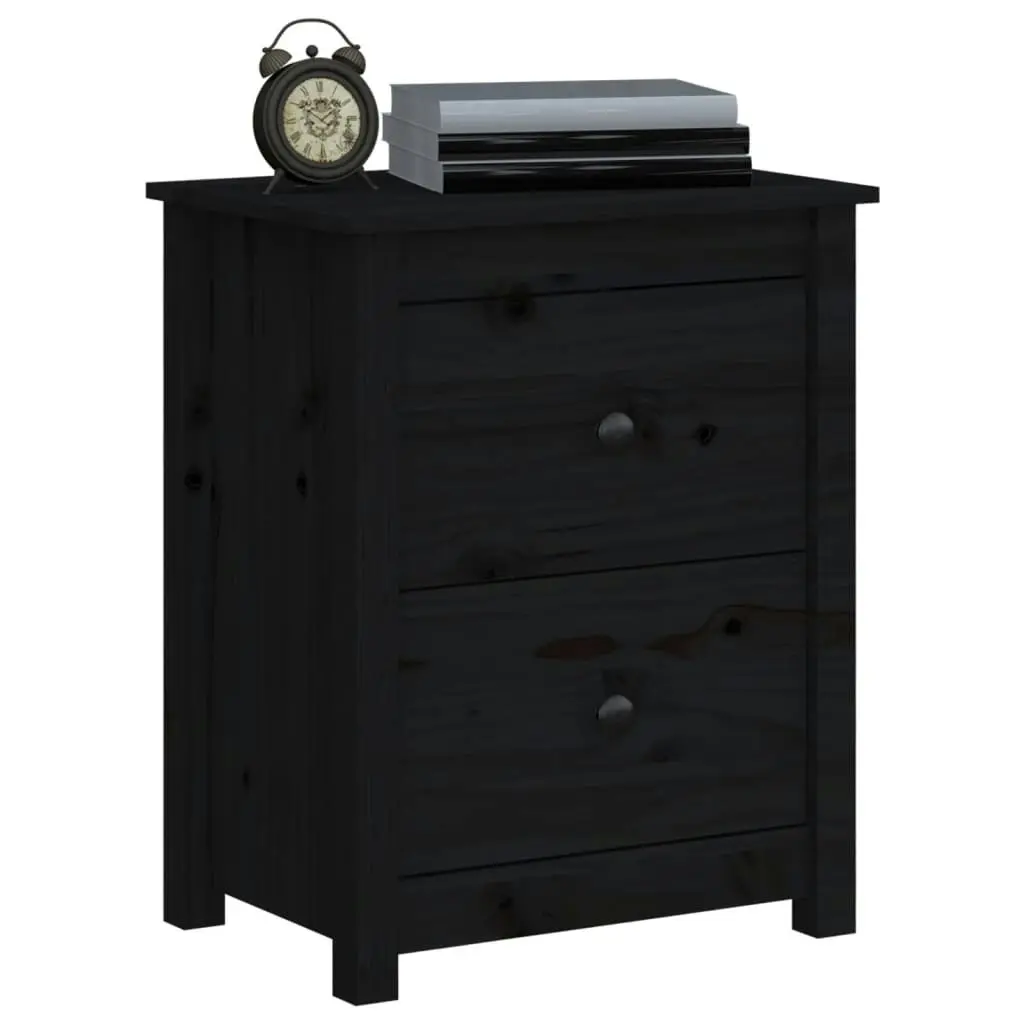 Bedside Cabinets 2 pcs Black 50x35x61.5 cm Solid Wood Pine 813688