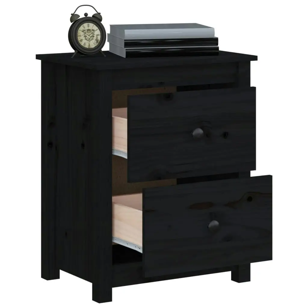 Bedside Cabinets 2 pcs Black 50x35x61.5 cm Solid Wood Pine 813688