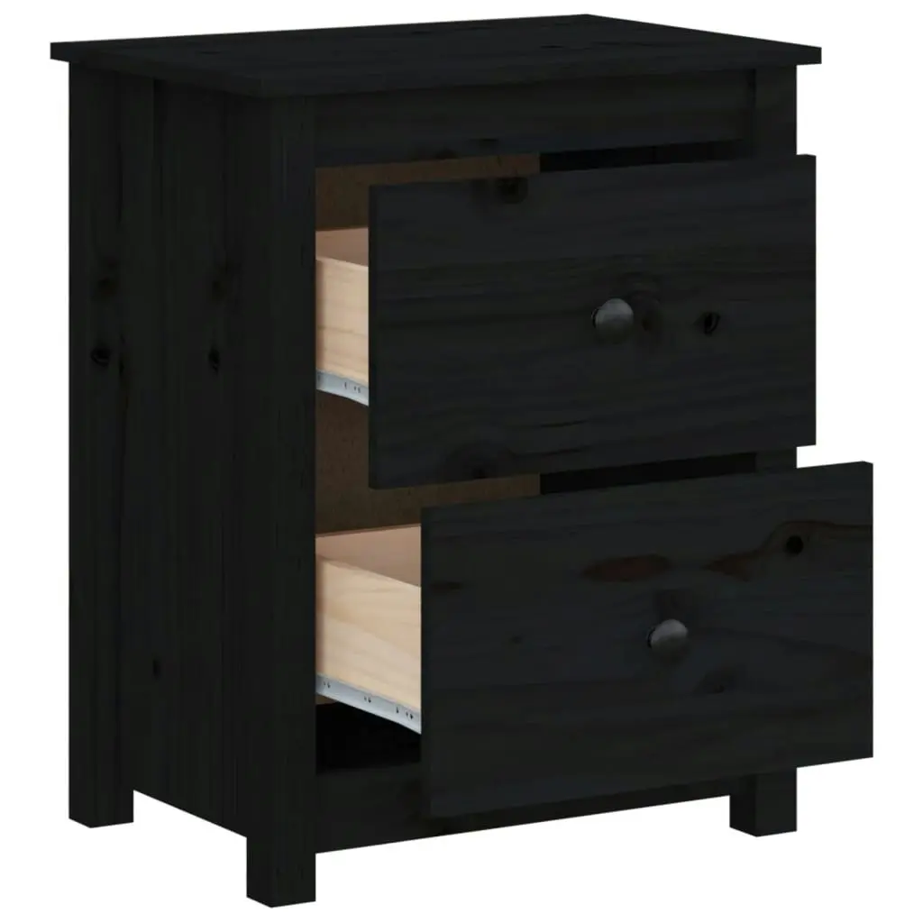 Bedside Cabinets 2 pcs Black 50x35x61.5 cm Solid Wood Pine 813688