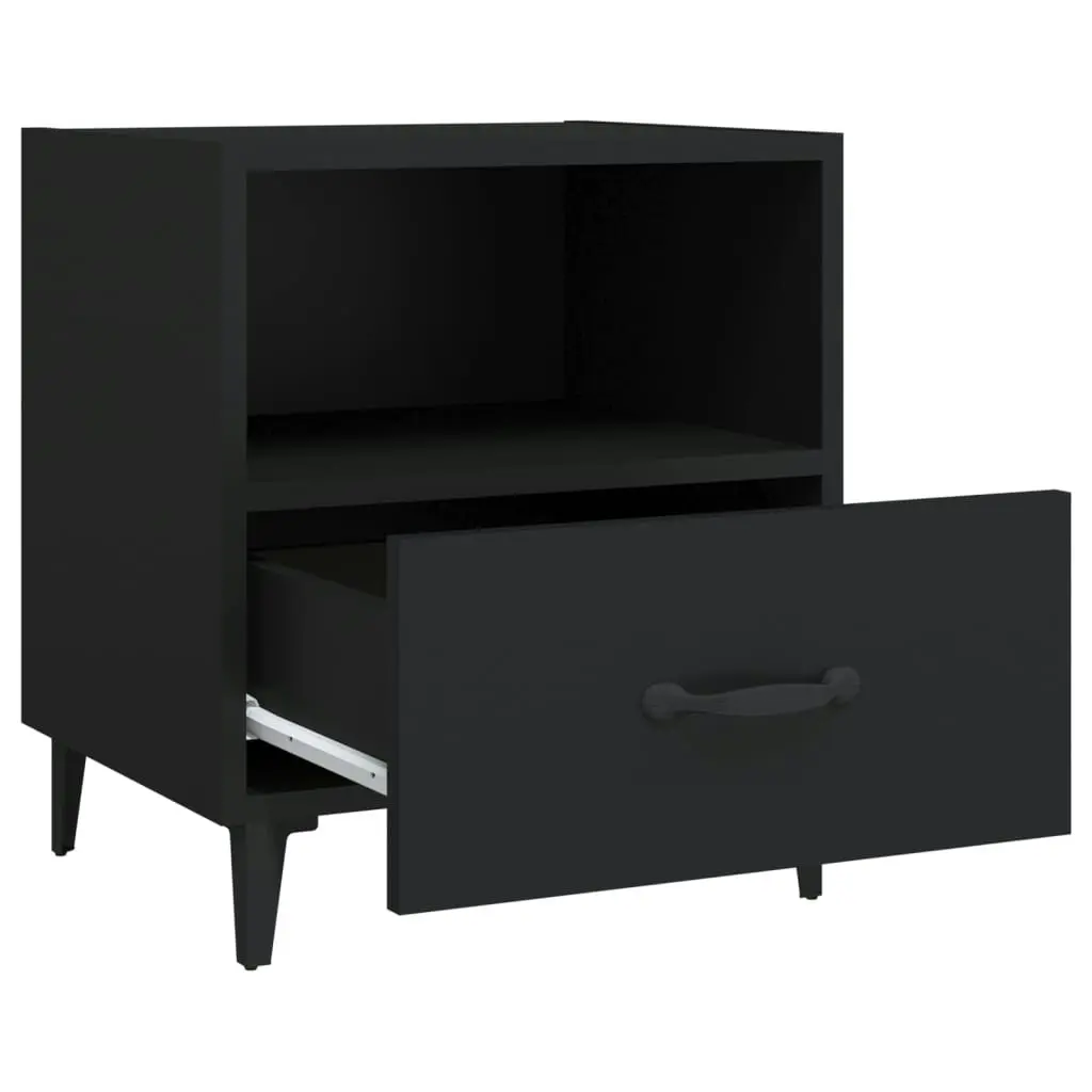 Bedside Cabinets 2 pcs Black Engineered Wood 812027