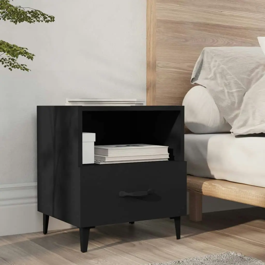 Bedside Cabinets 2 pcs Black Engineered Wood 812027