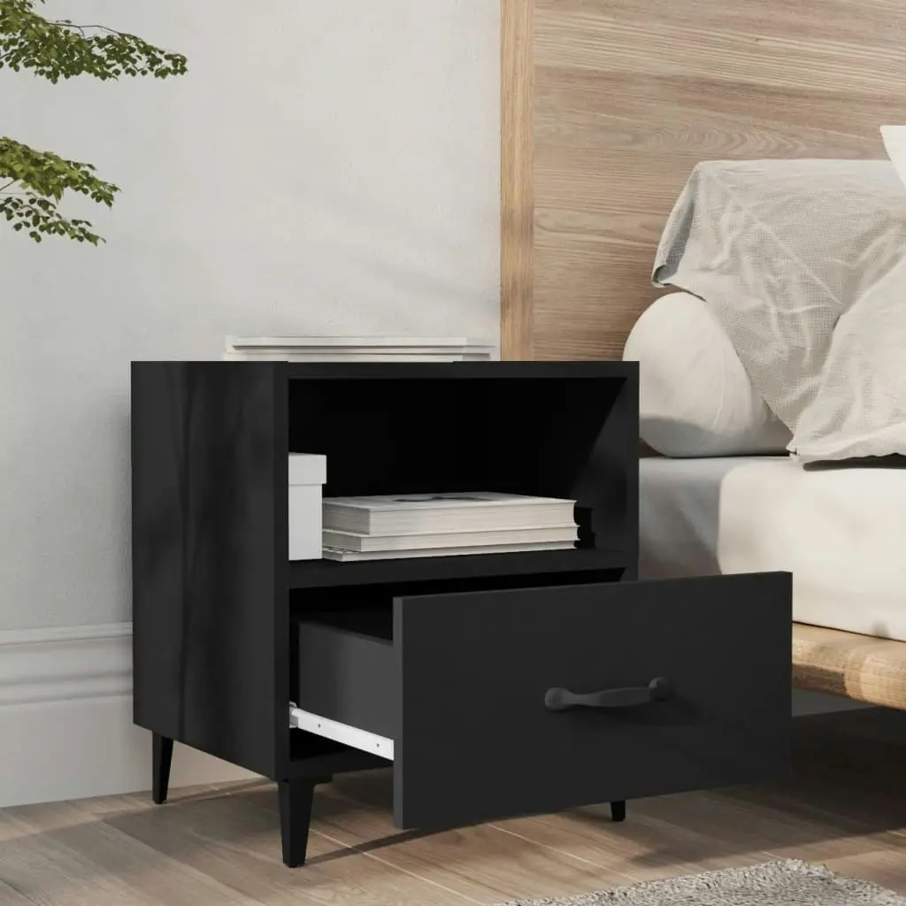 Bedside Cabinets 2 pcs Black Engineered Wood 812027