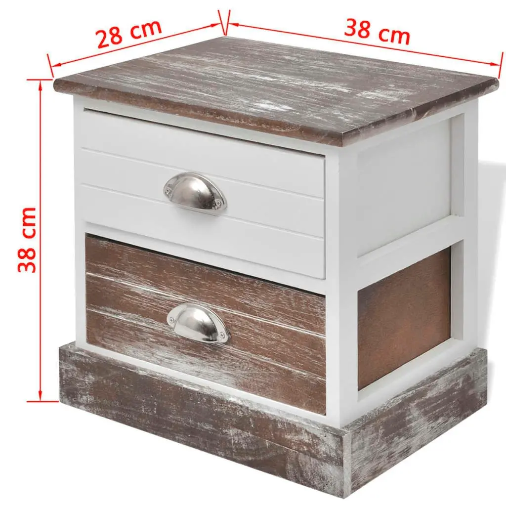 Bedside Cabinets 2 pcs Brown and White 242885