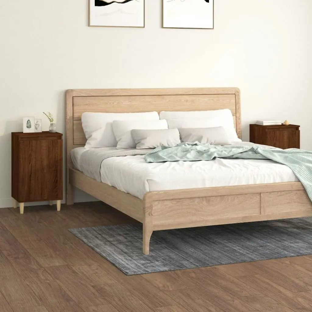 Bedside Cabinets 2 pcs Brown Oak 40x35x70 cm Engineered Wood 819643