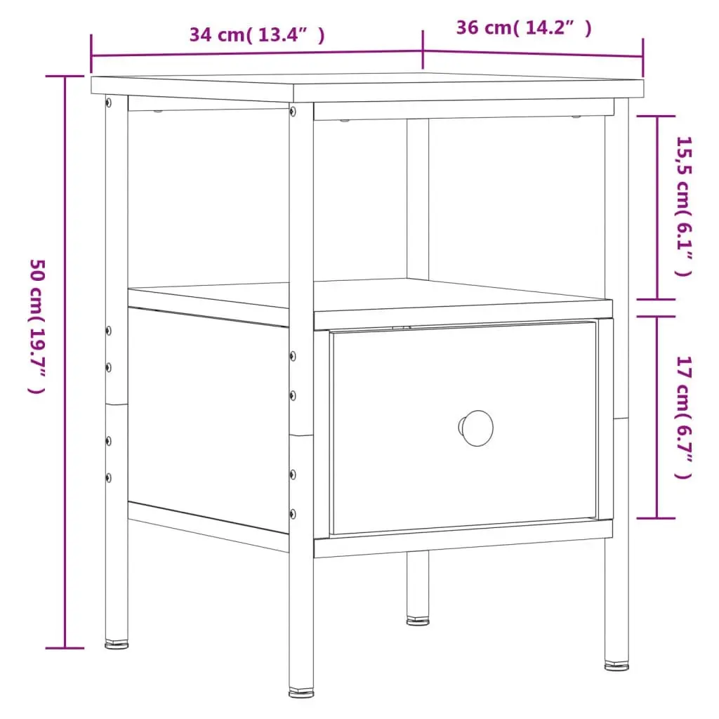 Bedside Cabinets 2 pcs Brown Oak 34x36x50 cm Engineered Wood 826052