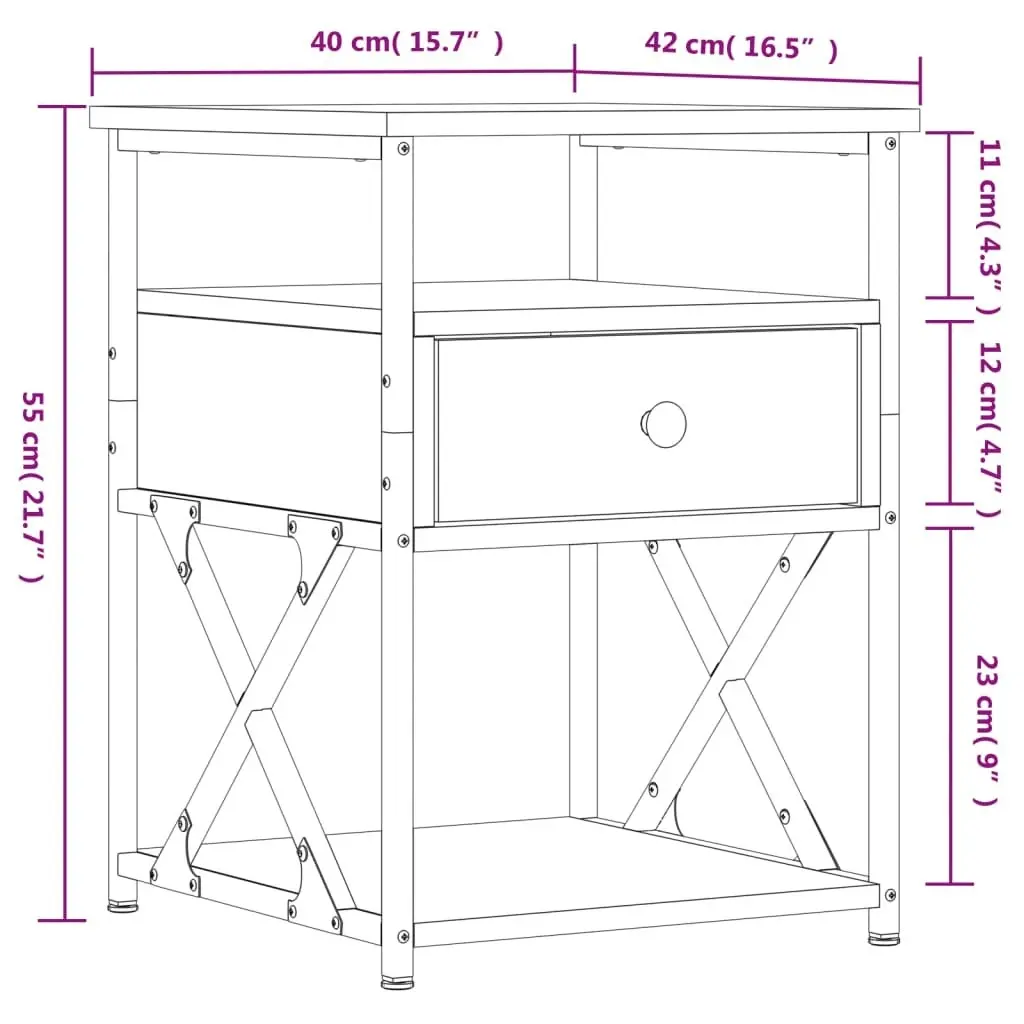 Bedside Cabinets 2 pcs Brown Oak 40x42x55 cm Engineered Wood 826082