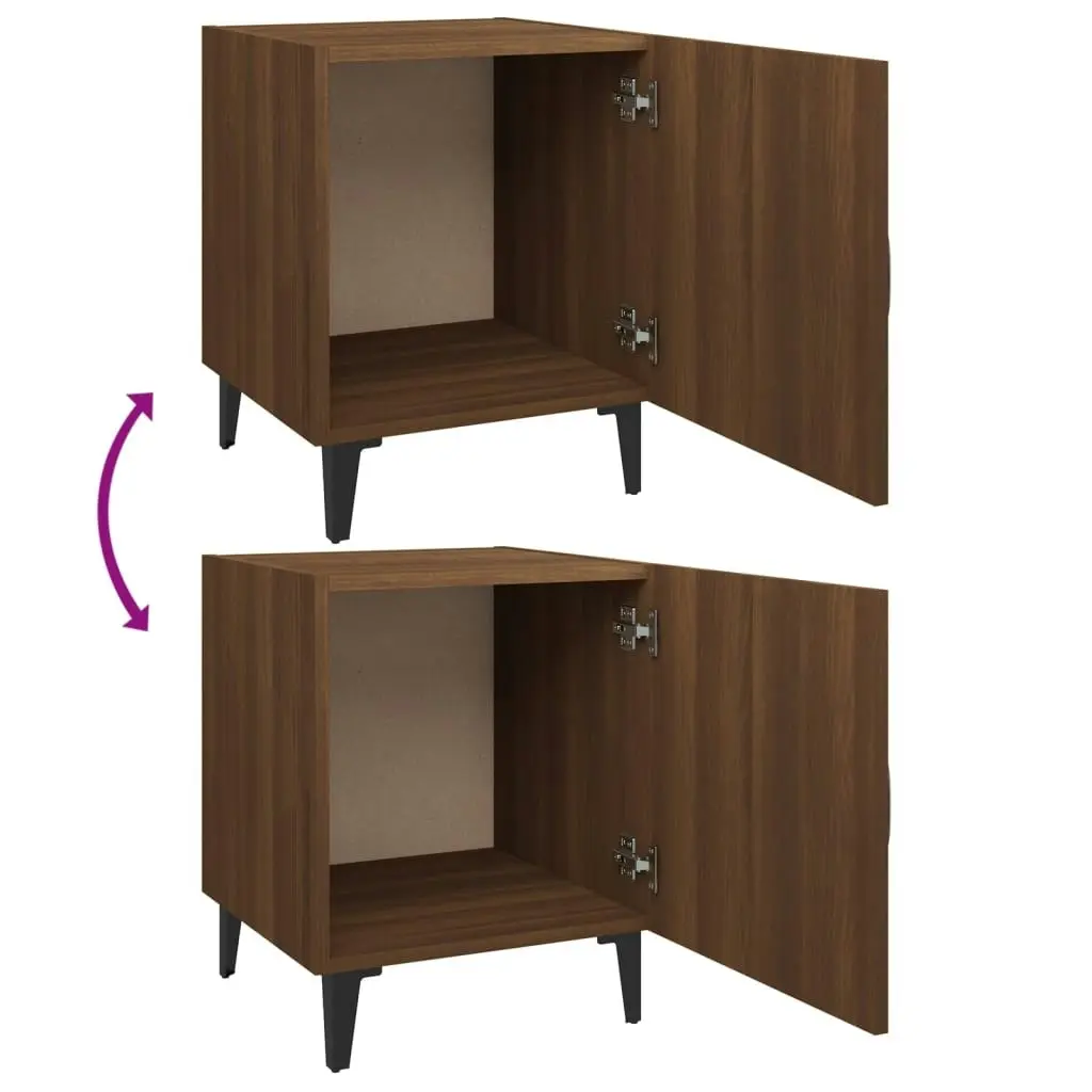 Bedside Cabinets 2 pcs Brown Oak Engineered Wood 817320