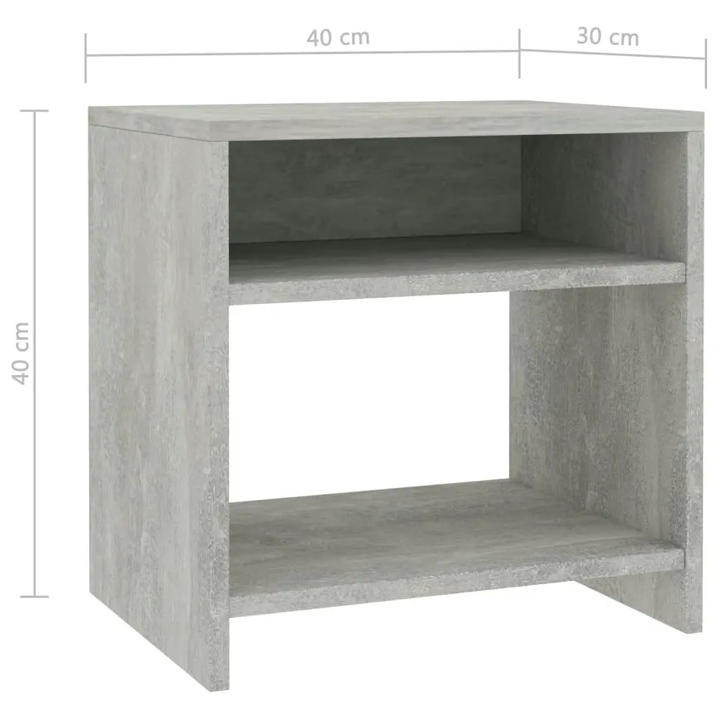 Bedside Cabinets 2 pcs Concrete Grey 40x30x40 cm Engineered Wood 800018