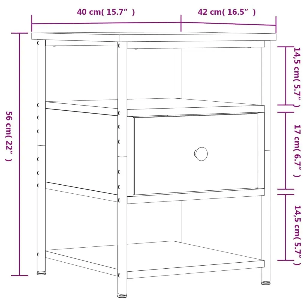 Bedside Cabinets 2 pcs Brown Oak 40x42x56 cm Engineered Wood 826032