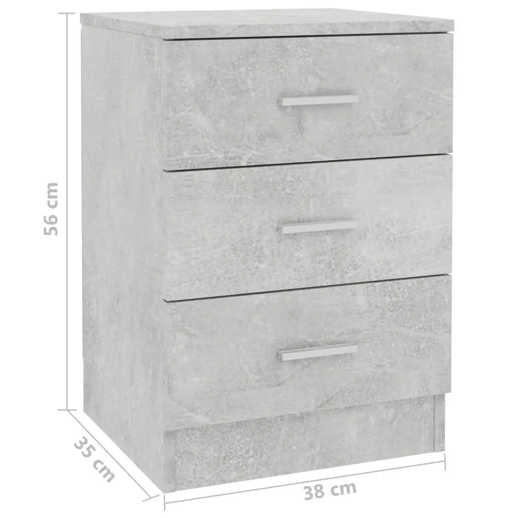 Bedside Cabinets 2 pcs Concrete Grey 38x35x56 cm Engineered Wood 800459